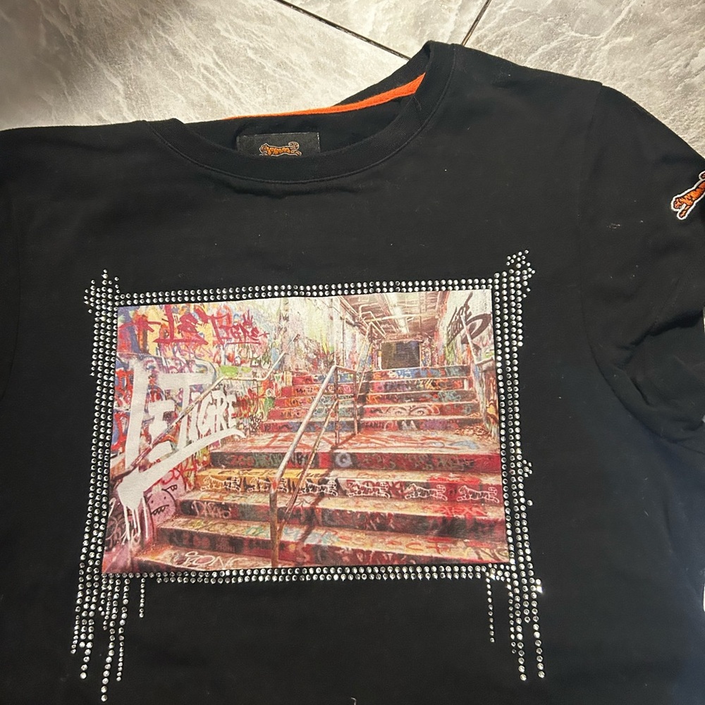 Le Tigre Black Tee with Urban Graphic